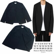 正規品 Maison Margiela メゾン マルジェラ S50BN0447 NO COLLAR JACKET ノーカラージャケット ミニマル アウター 無地 48 ブラック_画像1