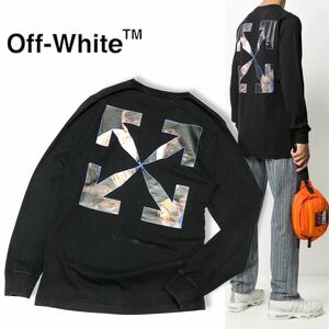 正規品 OFF WHITE オフホワイト 20AW DIAG L/S T-Shirts フォトアロー ダイアゴナル Tシャツ バック クロスアロー 長袖シャツ ロンT 黒 M