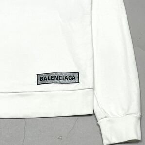 国内正規品 BALENCIAGA バレンシアガ 375854 TMK16 Logo patch sweatshirt スウェット トレーナー プルオーバー ロゴ ワッペン XS ホワイトの画像5