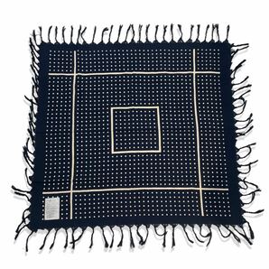 国内正規品 WTAPS ダブルタップス WOOL DOT PATTERN SCARF ドッド ストライプ フリンジ 大判 スカーフストール 首巻き ネイビー メンズの画像3