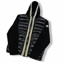 正規品 MONCLER モンクレール MAGLIONE TRICOT CARDIGAN 切り替え ニット ダウンジャケット マリオーネ トリコットパーカー XL ブラック_画像4