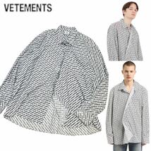 正規品 Vestments ヴェトモン 18ss Monogram L/S oversized shirt MSS18sh15 長袖コットン バイアス ロゴ オーバーサイズ シャツ 総柄 M_画像1