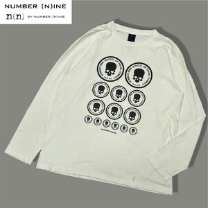 正規品NUMBER (N)INE ナンバーナイン SCHOOL OF VISUAL COMEDY LOGO L/S T-shirt 長袖 コットン スカル ロゴ Tシャツ ホワイト