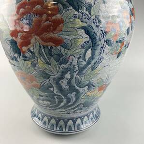 鍋島青磁 壺 花瓶 色絵 染付 高さ約49cm 古伊万里 虎仙 染錦 花瓶 壺 飾壺 花器 花入 花生 飾壺 古美術の画像5