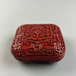 堆朱 香合 中国美術 朝鮮 日本 漆芸 剔紅 香盒 香道具 骨董品 美術品 古美術 時代品 古玩の画像1