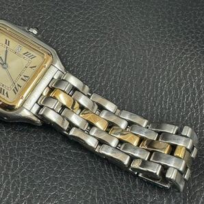 4132 カルティエ Cartier 腕時計 QZ スクエア パンテール クォーツ 187957 ローマン 不動品！の画像4