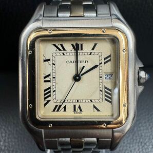 4132 カルティエ Cartier 腕時計 QZ スクエア パンテール クォーツ 187957 ローマン 不動品！の画像1