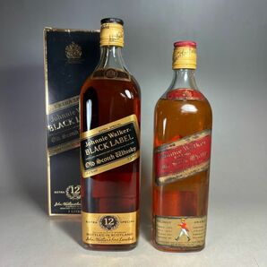 未開栓 Johnnie Walker ジョニーウォーカー 2本 ブラックラベル レッドラベル スコッチ scotch whiskey ウィスキー 古酒の画像1
