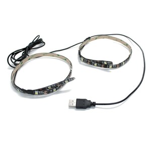 USB LEDテープライト 防水 5V 50cm 緑色 2Way 3チップ 黒ベース