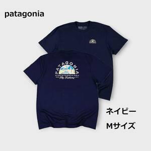 １円～　美品　送料無料　特価品　パタゴニア　半袖　Tシャツ　ネイビー　Mサイズ　フライフィッシュ　カリフォルニア　CA　アウトドア
