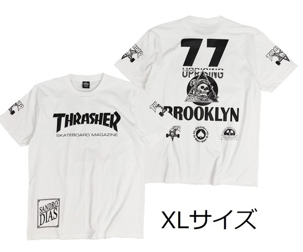 即決　新品　送料無料　スラッシャー　半袖Tシャツ　XL　白　ストリート系　THRASHER　ロック　バイク　スケードボード　スケーター