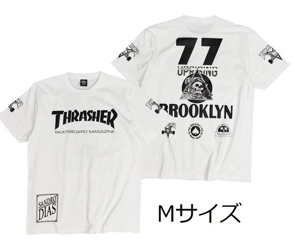 即決　新品　送料無料　スラッシャー　半袖Tシャツ　M　白　ストリート系　THRASHER　ロック　アウトドア　スケードボード　スケーター