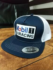 即決　新品　送料無料　モービル　MOBIL　レーシング　キャップ　ガソリン　F1　レース　ネイビー　メッシュ USA アメリカ　