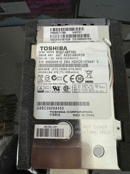 HDD SATA 東芝 内蔵　2.5inch 500gb ジャンク