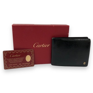 【ITO2G1430IO4】Cartier カルティエ 財布 ウォレット 黒 ブラック 二つ折り財布 レザー レザー財布