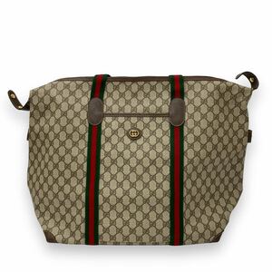 【ITOXOMJ2HINM】GUCCI グッチ オールドグッチ ボストンバッグ バッグ トートバッグ シェリーライン GG柄 ブラウン 茶色