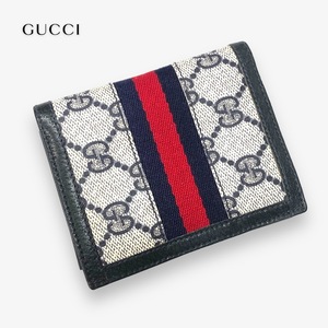 【ITZS6E4ZXEDK】GUCCI グッチ オールドグッチ GGスプリーム シェリーライン マネークリップ 二つ折り財布 ヴィンテージ