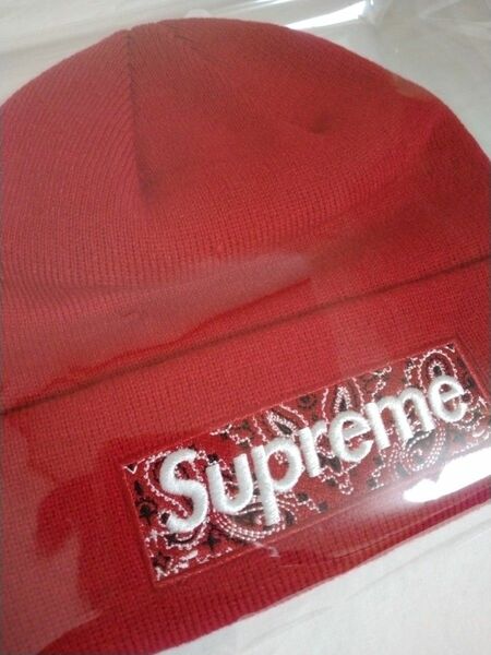 新品Supreme Bandana Box Logo Beanie Red
