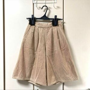 ガウチョパンツ ハーフパンツ レディース 子供服 ガールズ ベージュ ボトムス ズボン パンツ コーデュロイ ワイドパンツ