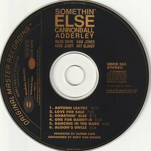 CANNONBALL ADDERLEY/SOMETHIN’ ELSE(モービル MFSL ゴールドCD UDCD 563)の画像3