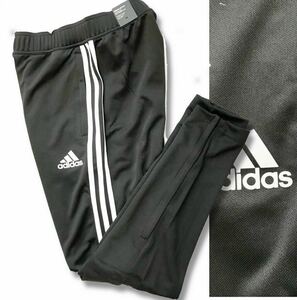 □z056新品 正規品 【メンズL】 黒 adidas アディダス ゴルフに最適 ジャージ パンツ スリーライン 春夏 オールシーズン スリムテーパード