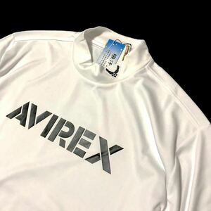 ◆H373新品 メンズLL(XL)【AVIREX GOLF】白ホワイトアヴィレックス ゴルフ 吸汗速乾 衿刺繍ロゴ モックネック半袖シャツ