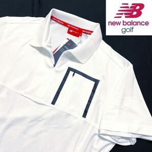 ▲B211新品【メンズ6/LLサイズ】白 new balance ニューバランスゴルフ ハーフジップポロシャツ W素材メッシュ UV 吸汗速乾 