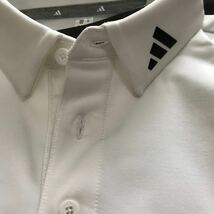 ●M189新品 【メンズL】白 アディダスゴルフ 裏起毛 ボタンダウン ポロシャツ 長袖 adidas GOLF ゴルフウェア 高品質生地_画像4