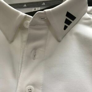 ●M189新品 【メンズL】白 アディダスゴルフ 裏起毛 ボタンダウン ポロシャツ 長袖 adidas GOLF ゴルフウェア 高品質生地の画像4