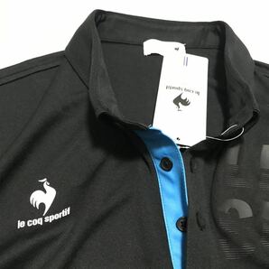 ◆H419新品【メンズXXL(XO)】黒ブラック ルコック 左胸ロゴ 半袖ポロシャツ ゴルフ ボタンダウン le coq sportif ゴルフ さらさら生地 UVの画像4