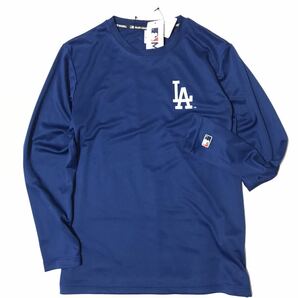 ◎141新品【メンズL】ブルー MLB公式 ロサンゼルス・ドジャース ドライメッシュ ロングTシャツ ワンポイントロゴ 大谷翔平 山本由伸の画像2