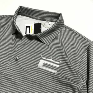 ◆H191新品 【メンズM】灰グレー PUMA Cobra Golf プーマ コブラゴルフ 左胸刺繍ロゴ 高品質 ストレッチ DRYボーダーポロシャツの画像8