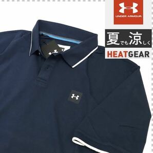 ♯C044新品【メンズM】紺ネイビー ゴルフ アンダーアーマー UNDER ARMOUR UA UAエース ポロの画像1