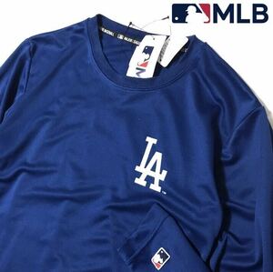 ◎141新品【メンズL】ブルー MLB公式　ロサンゼルス・ドジャース　ドライメッシュ　ロングTシャツ ワンポイントロゴ　大谷翔平　山本由伸