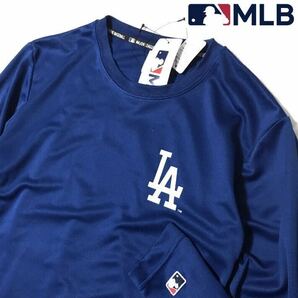 ◎140新品【メンズM】ブルー MLB公式 ロサンゼルス・ドジャース ドライメッシュ ロングTシャツ ワンポイントロゴ 大谷翔平 山本由伸の画像1