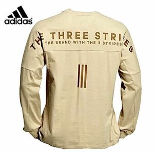 *M203 new goods [ men's M] Brown Golf . recommended adidas Adidas the back side BIG Logo crew neck long sleeve shirt heavy weight cotton 