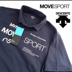 ◎110新品【メンズXXL(XO)】ネイビー ゴルフ DESCENTE MOVE SPORT デサントムーヴスポーツ SUNSCREEN COOL 吸汗速乾 ポロシャツ高品質の画像1