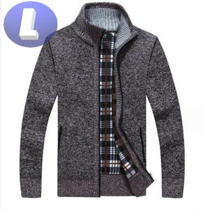 ニットジャケット ブラウン Lサイズ ジッパー セーター　