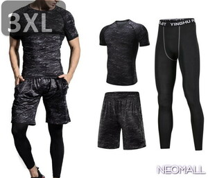  running wear short sleeves 3 point set 3XL size [0-021] training wear sport wear compression wear speed . ventilation . sweat height elasticity 