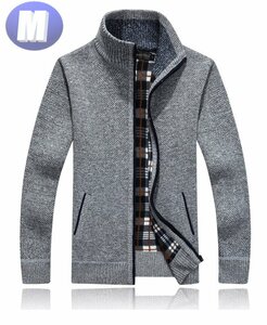 ニットジャケット グレー Mサイズ ジッパー セーター　