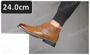 PU leather men's Shute boots light brown size 24.0cm leather shoes shoes casual . bending . commuting light weight imported car goods [n033]