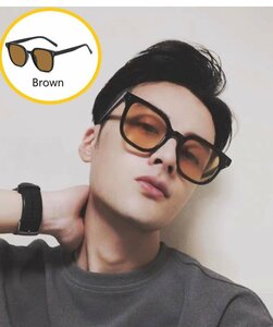  sunglasses uv cut color lens men's lady's unisex Brown 