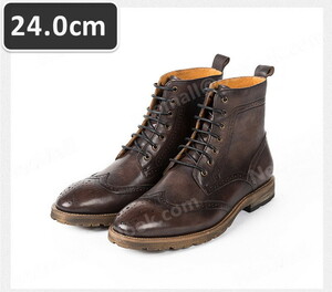  including carriage * original leather cow leather men's short boots Brown size 24.0cm leather shoes shoes casual . bending . commuting light weight imported car goods [n058]