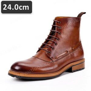  including carriage * original leather cow leather men's short boots Brown size 24.0cm leather shoes shoes casual . bending . commuting light weight imported car goods [n050]