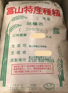 富山 5年産 コシヒカリ　種籾 5Kg