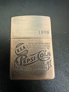 ZIPPO　ジッポライター　ブロンズカラー　PEPSI COLA　ペプシ　USA　着火未確認