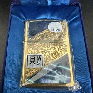 ZIPPO ジッポーライター ゴールドカラー 貝貼りの画像1