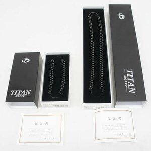 1円【未使用】phiten ファイテン/炭火チタン チェーンネックレス＆チェーンブレス/05