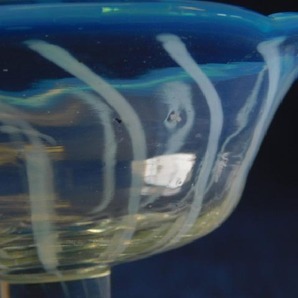 和物【青縁 白波線 氷コップ】大正～昭和初期 和硝子 アンティーク ウランガラスの画像7