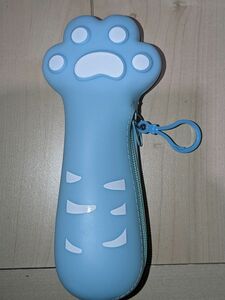 シリコン製ペンケース 猫の手シリーズ ポーチ ブルー